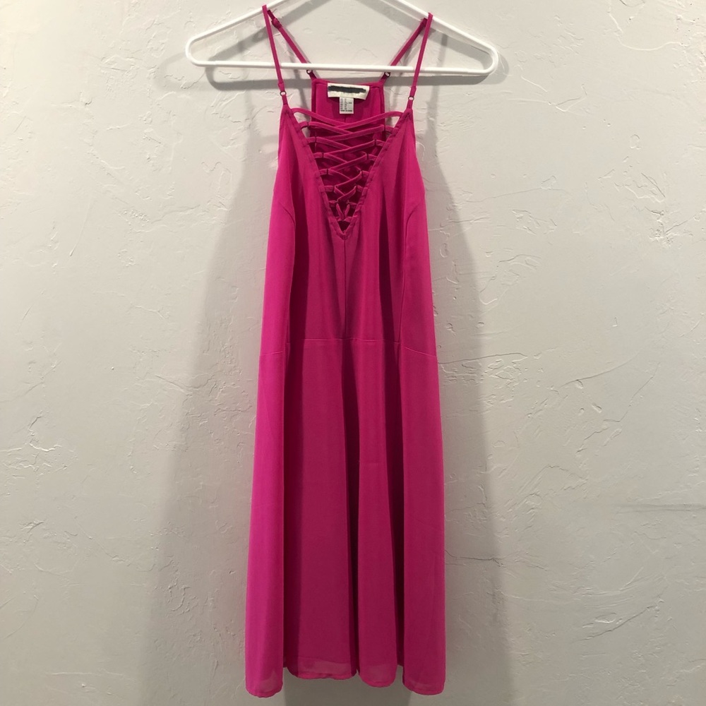 Pink Lace Up Dress
